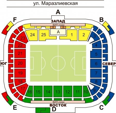 Схема стадиона "Черноморец"